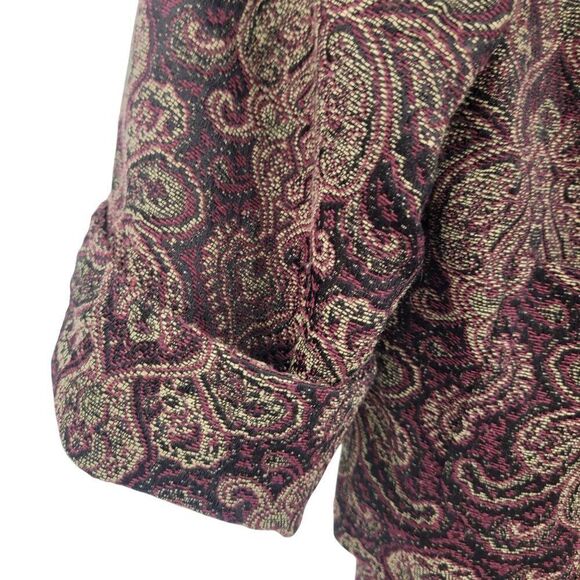 Vintage 8P Petite Womens Tapestry Skirt Set Burgundy Gold Medallion Jacquard - Picture 8 of 16